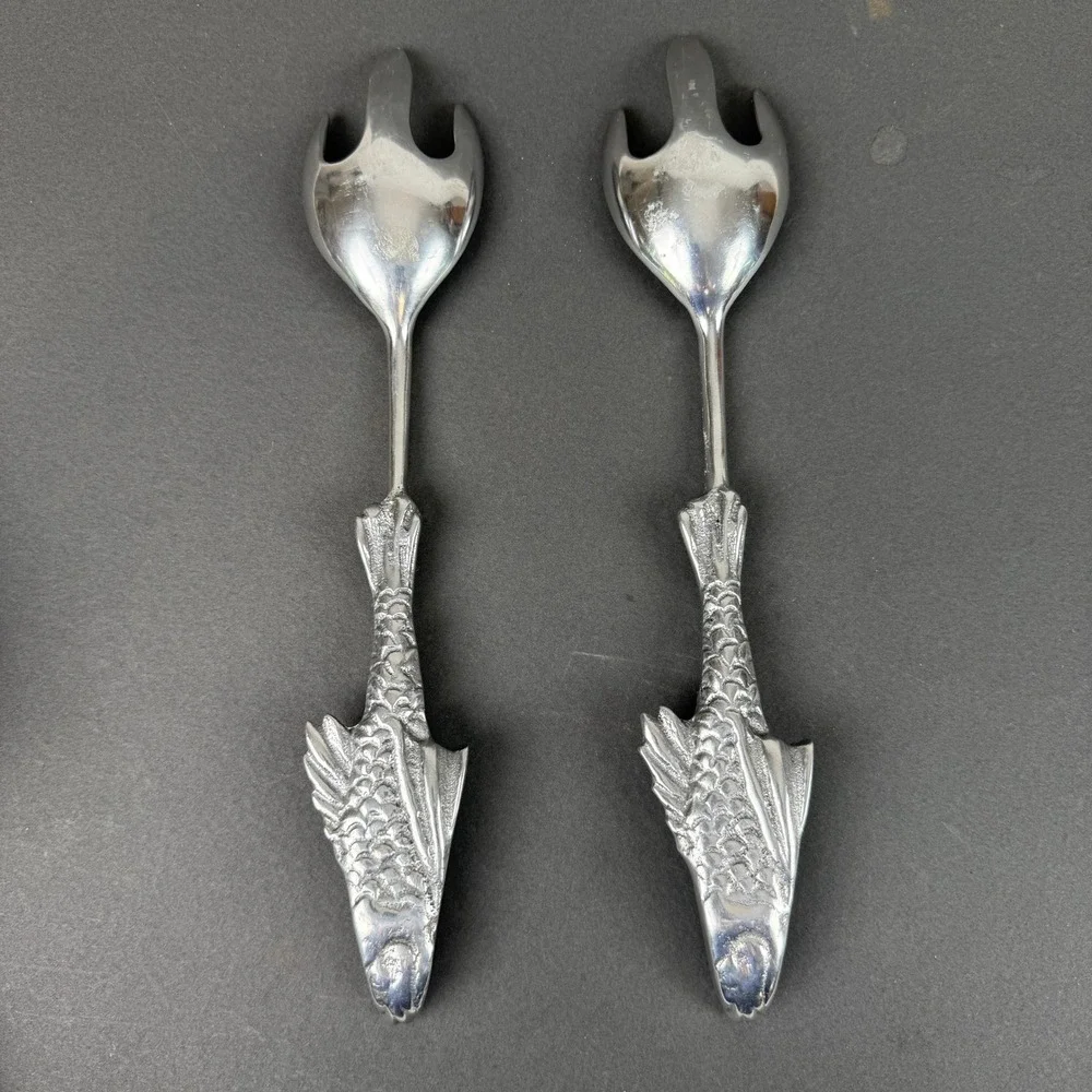Vintage Fish Serving Forks Seafood/salad Aluminum Utensils set of 2